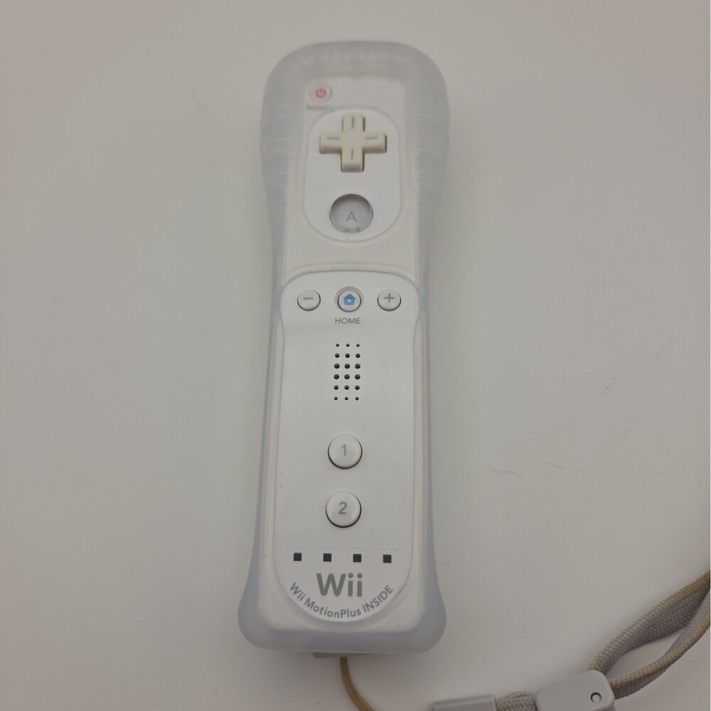 White Wii Nintendo Motion Plus Controller With Sleeve And Strap Tested